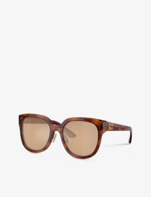Miu Miu Womens Brown Mu 01zs Square-frame Tortoiseshell Acetate Sunglasses In Brown