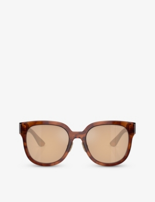 Shop Miu Miu Women's Brown Mu 01zs Square-frame Tortoiseshell Acetate Sunglasses