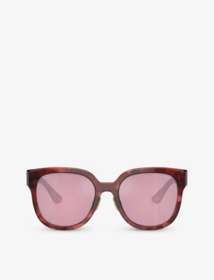 Shop Miu Miu Women's Red Mu 01zs Square-frame Tortoiseshell Acetate Sunglasses