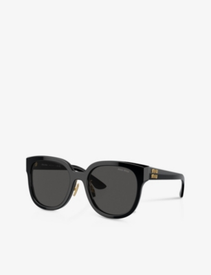 Miu Miu Womens Black Mu 01zs Square-frame Acetate Sunglasses In Black