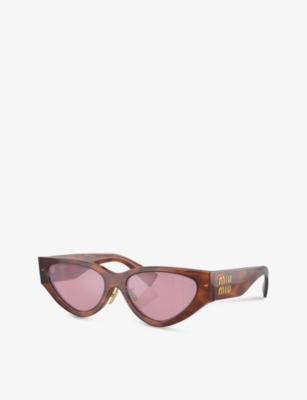 Shop Miu Miu Women's Brown Mu 03zs Cat-eye Tortoiseshell Sunglasses