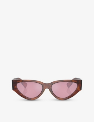Shop Miu Miu Women's Brown Mu 03zs Cat-eye Tortoiseshell Sunglasses