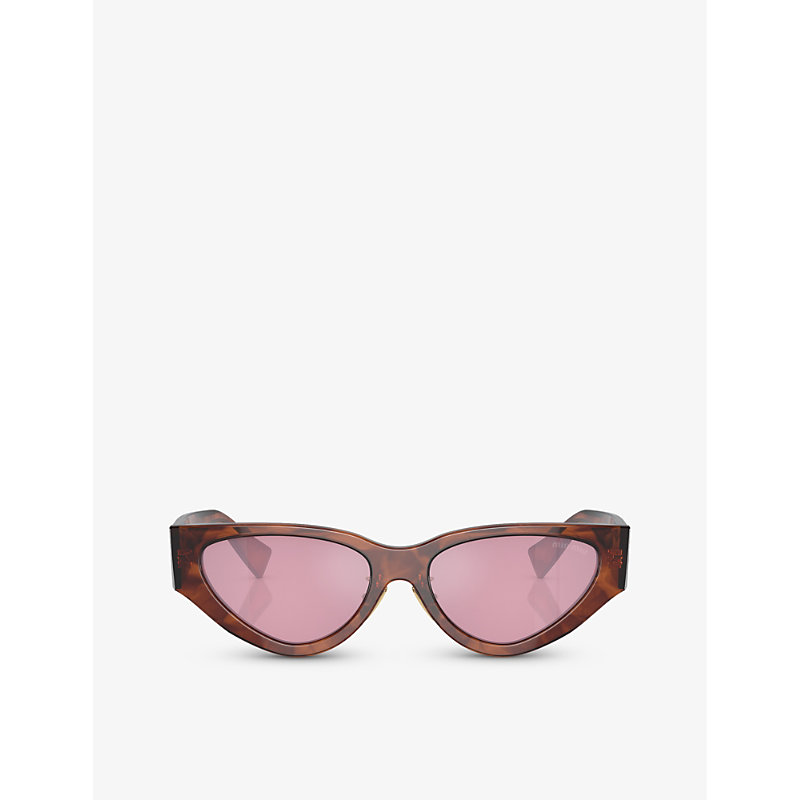 Miu Miu Womens Brown Mu 03zs Cat-eye Tortoiseshell Sunglasses