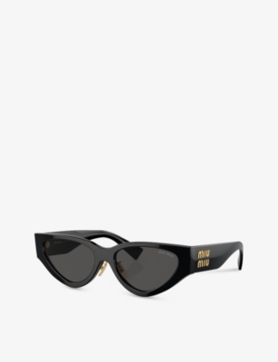 Shop Miu Miu Women's Black Mu 03zs Cat-eye Acetate Sunglasses