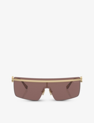 MIU MIU: MU 50ZS irregular-frame metal sunglasses