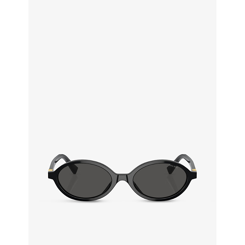Miu Miu Womens Black Mu 04zs Oval-frame Acetate Sunglasses