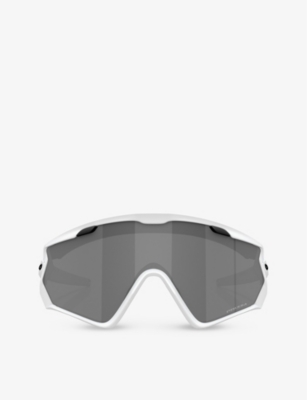 Shop Oakley Men's White Oo9418 Wind Jacket Shield-frame O Matter™ Sunglasses