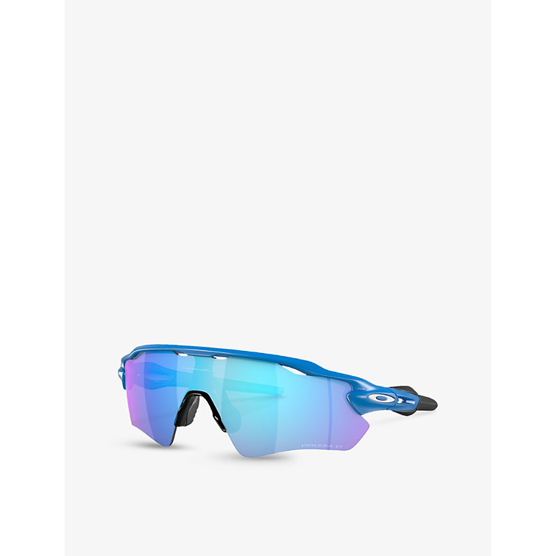 Shop Oakley Women's Blue Oo9208 Radar Ev Path Shield-frame Acetate Sunglasses