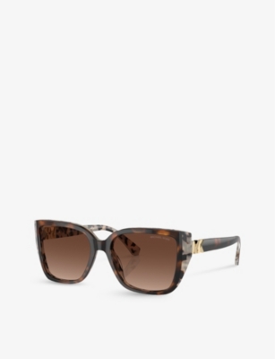 Shop Michael Kors Women's Brown Mk2199 Acadia Rectangle-frame Tortoiseshell Acetate Sunglasses