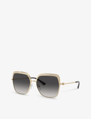 Michael Kors Womens Gold Mk1141 Greenpoint Square-frame Metal Sunglasses In Gold