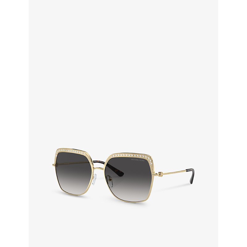 Shop Michael Kors Women's Gold Mk1141 Greenpoint Square-frame Metal Sunglasses