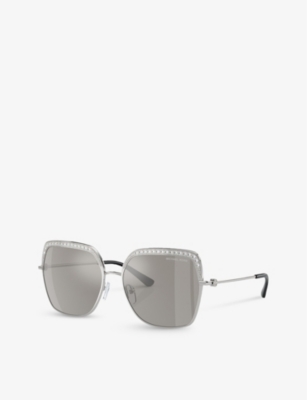 Shop Michael Kors Women's Silver Mk1141 Greenpoint Square-frame Metal Sunglasses