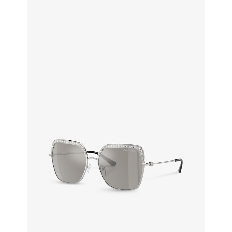 Shop Michael Kors Women's Silver Mk1141 Greenpoint Square-frame Metal Sunglasses