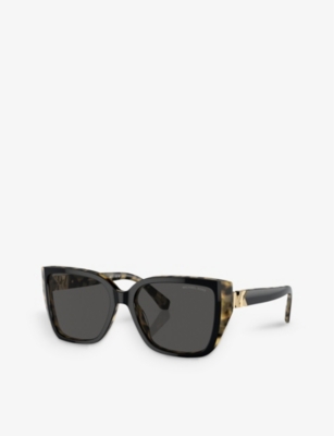 Shop Michael Kors Women's Black Mk2199 Acadia Cat-eye Tortoiseshell Acetate Sunglasses