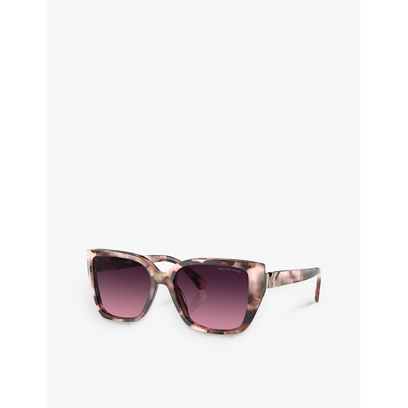 Shop Michael Kors Women's Pink Mk2199 Acadia Rectangle-frame Tortoiseshell Acetate Sunglasses