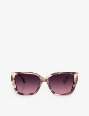 Michael Kors Womens Pink Mk2199 Acadia Rectangle-frame Tortoiseshell Acetate Sunglasses