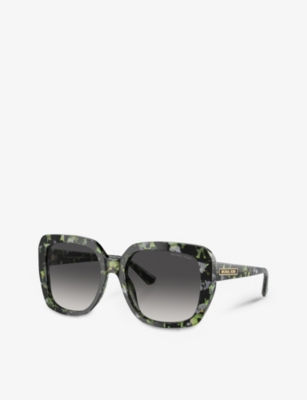 Shop Michael Kors Women's Green Mk2140 Manhasset Square-frame Tortoiseshell Acetate Sunglasses