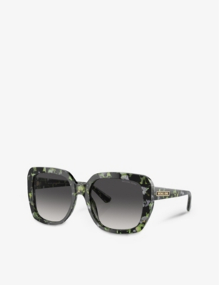 Michael Kors Womens Green Mk2140 Manhasset Square-frame Tortoiseshell Acetate Sunglasses In Green