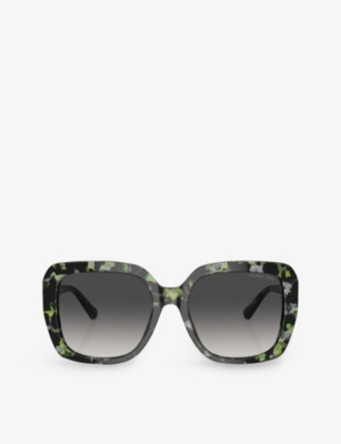 Michael Kors Womens Green Mk2140 Manhasset Square-frame Tortoiseshell Acetate Sunglasses