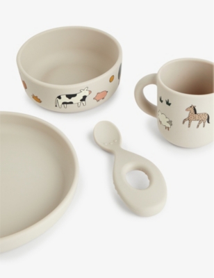 LIEWOOD: Vivi animal-print silicone tableware set