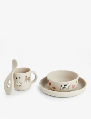 LIEWOOD: Vivi animal-print silicone tableware set