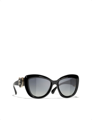 Pre-owned Chanel Womens Black Butterfly-frame Sunglasses