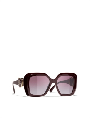 Pre-owned Chanel Womens Red Square-frame Sunglasses