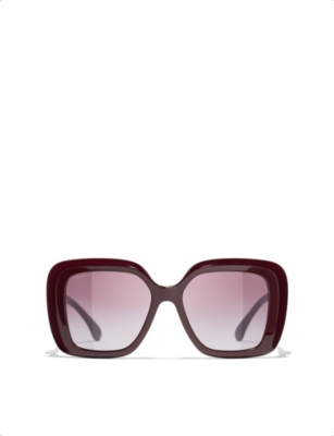 Pre-owned Chanel Womens Red Square-frame Sunglasses