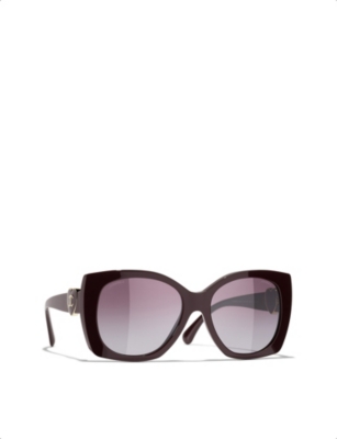 Pre-owned Chanel Womens Ch5519 Square-frame Acetate Sunglasses Red
