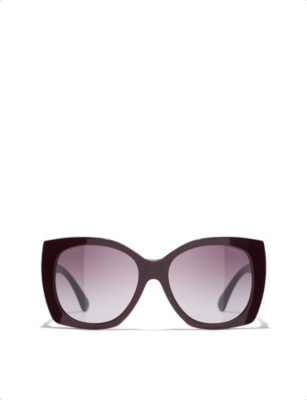 Pre-owned Chanel Womens Ch5519 Square-frame Acetate Sunglasses Red