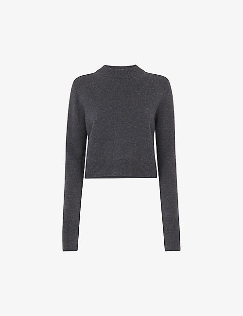 WHISTLES: Round-neck cropped wool jumper