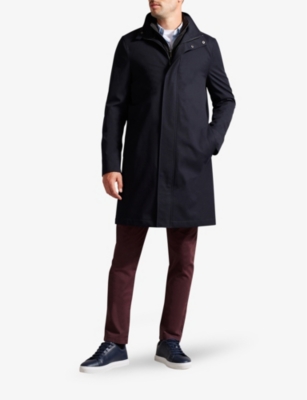 Shop Ted Baker Men's Navy Erolson Funnel-neck Quilted Shell Coat