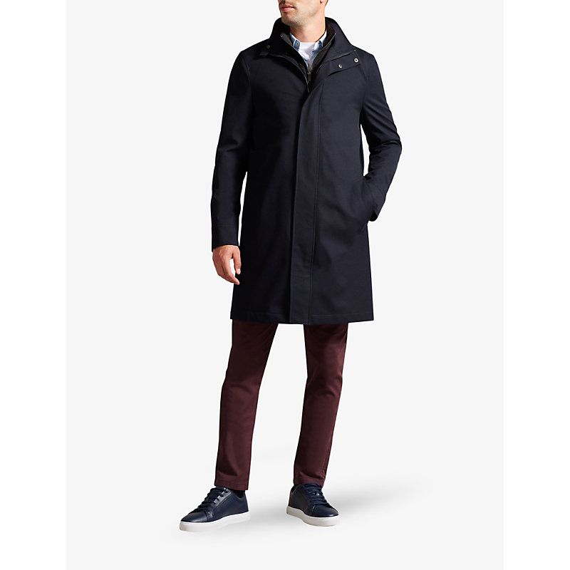 Shop Ted Baker Men's Navy Erolson Funnel-neck Quilted Shell Coat