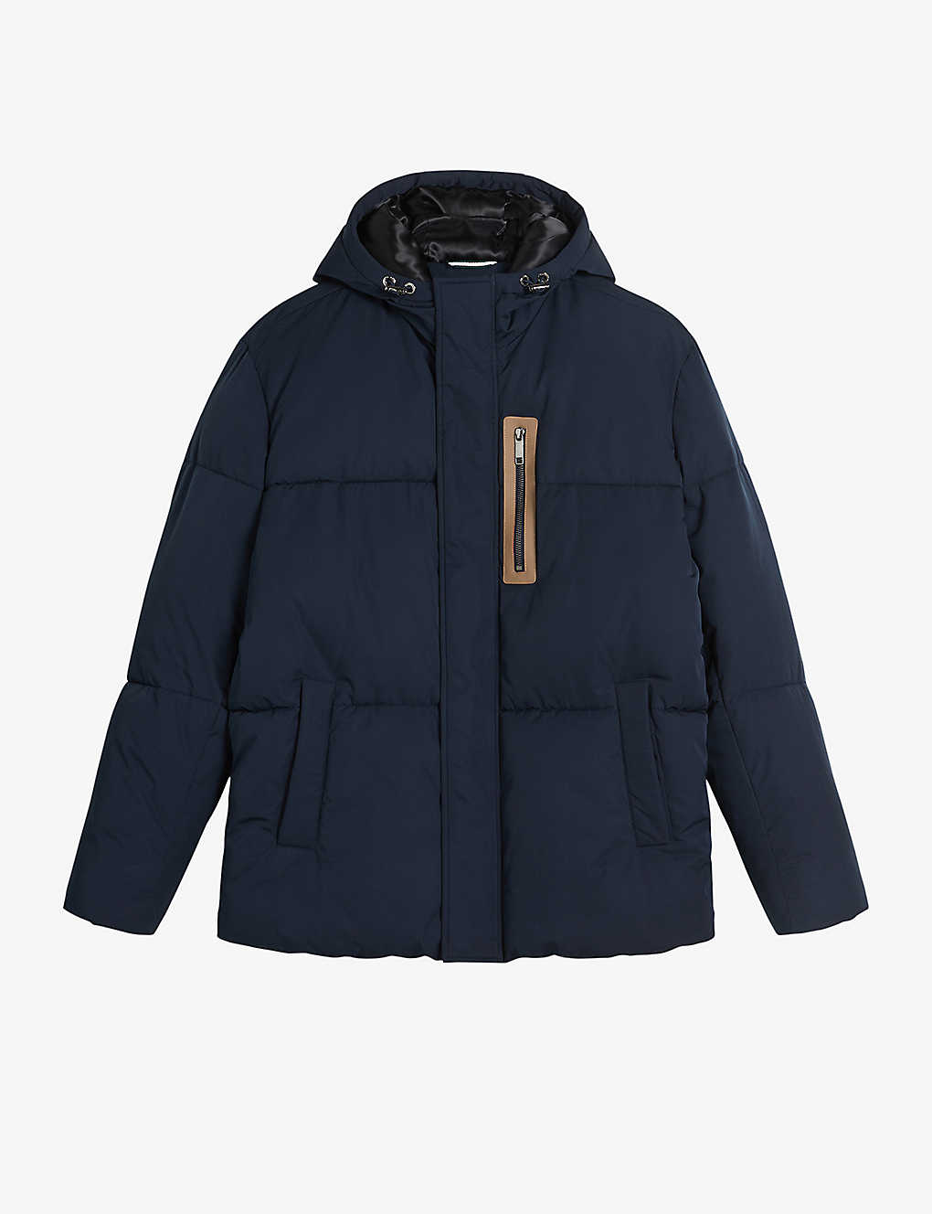 Ted Baker Mens Navy Kinmont Hooded Shell Puffer Jacket