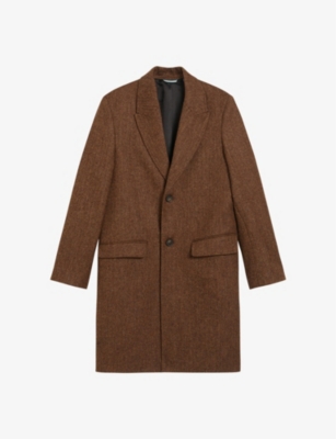 Ted Baker Edouard Double Breasted City Coat In Dk-tan