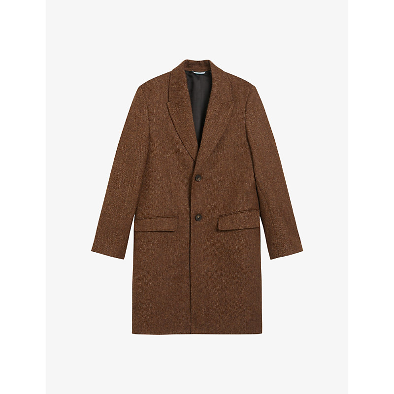 Ted Baker Edouard Double Breasted City Coat In Dk-tan