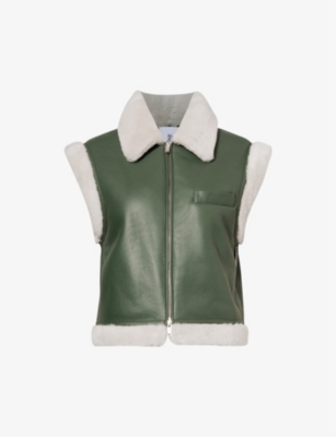 ANNE VEST: Pilo contrast-trim regular-fit shearling gilet