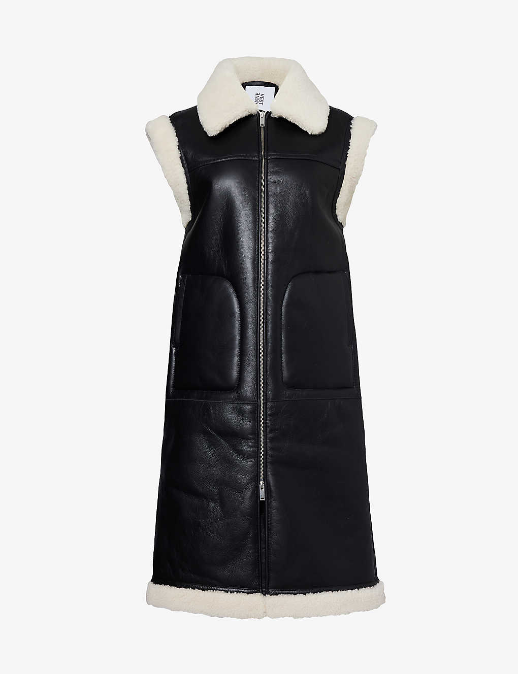 Anne Vest Tiffany Faux-fur-trim Regular-fit Shearling Gilet In Black / Off White