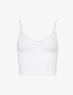 Shop Cou Cou Intimates Womens White The Cami V-neck Organic-cotton Top