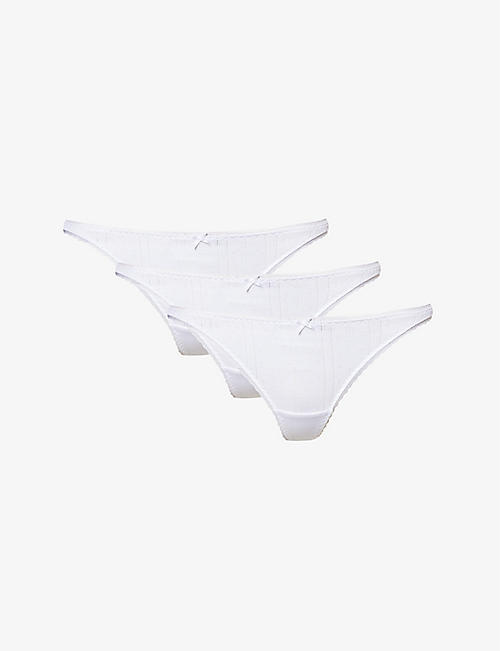 COU COU INTIMATES: Pointelle-pattern organic-cotton briefs pack of three