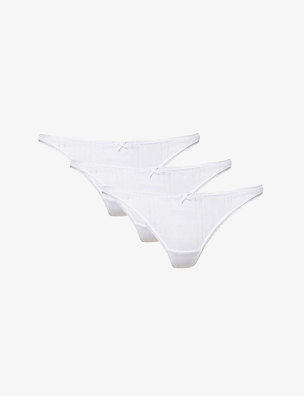 Cou Cou Intimates Womens White Pointelle-pattern Organic-cotton Briefs Pack Of Three