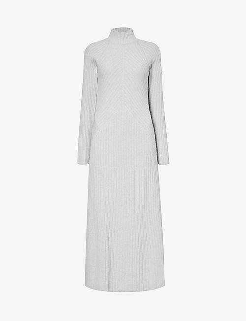ELEVENTY: High-neck flared-hem wool and cashmere-blend knitted midi dress