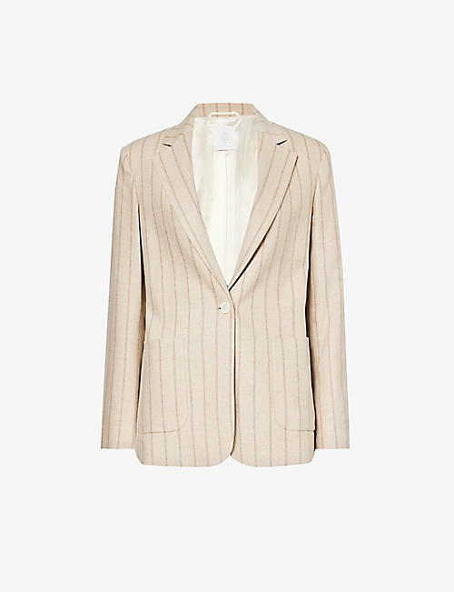 ELEVENTY: Striped single-breasted wool-blend blazer