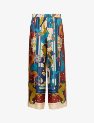 WEEKEND MAX MARA: Fano graphic-print high-rise silk trousers