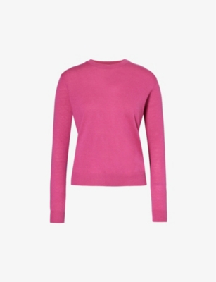 Weekend Max Mara Womens Fuchsia Mochi Round-neck Wool And Cashmere-blend Jumper In Pink