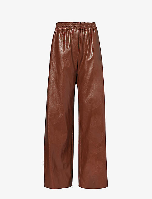 WEEKEND MAX MARA: Brezza mid-rise wide-leg faux-leather trousers