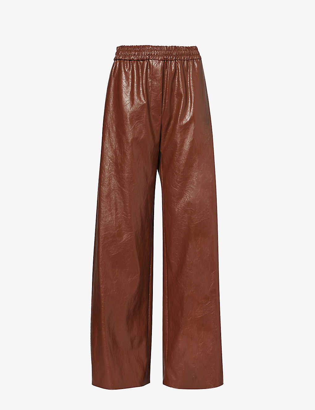 Weekend Max Mara Brezza Mid-rise Wide-leg Faux-leather Trousers In Tobacco