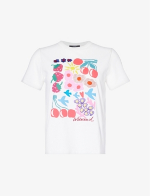 Weekend Max Mara Womens White Cinema Graphic-print Cotton-jersey T-shirt In White