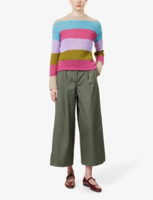 Shop Weekend Max Mara Womens Multicolour Palco Striped Cashmere Sweater