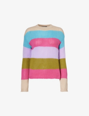 Shop Weekend Max Mara Womens Multicolour Palco Striped Cashmere Sweater
